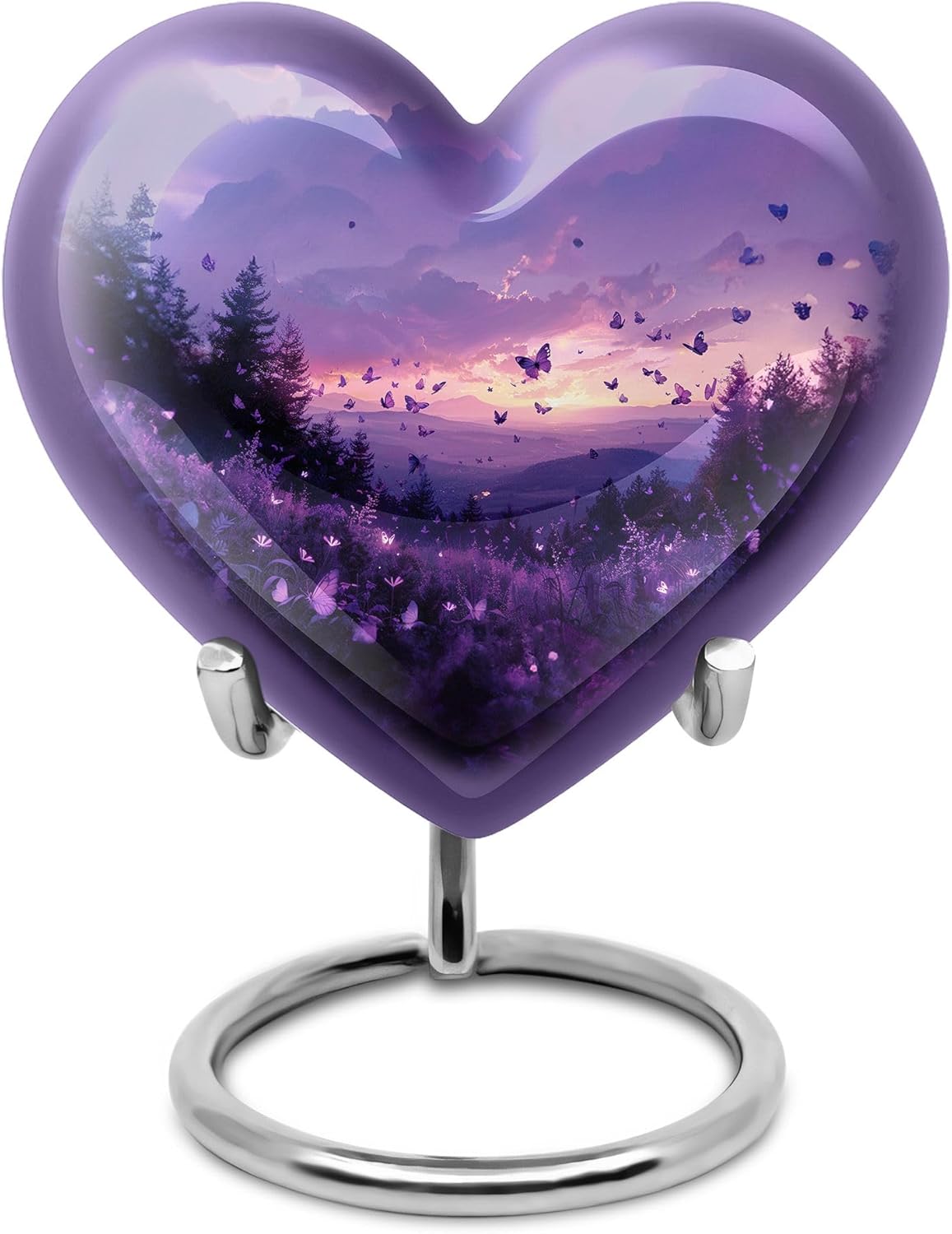 Lavender Hills Butterflies Small Urn, Heart Urns for Human Ashes, Urn for Ashes for Women, Decorative Urn, Keepsake Urns for Human Ashes, Mini Urns for Human Ashes (Size - 3inch, 1 Pcs)