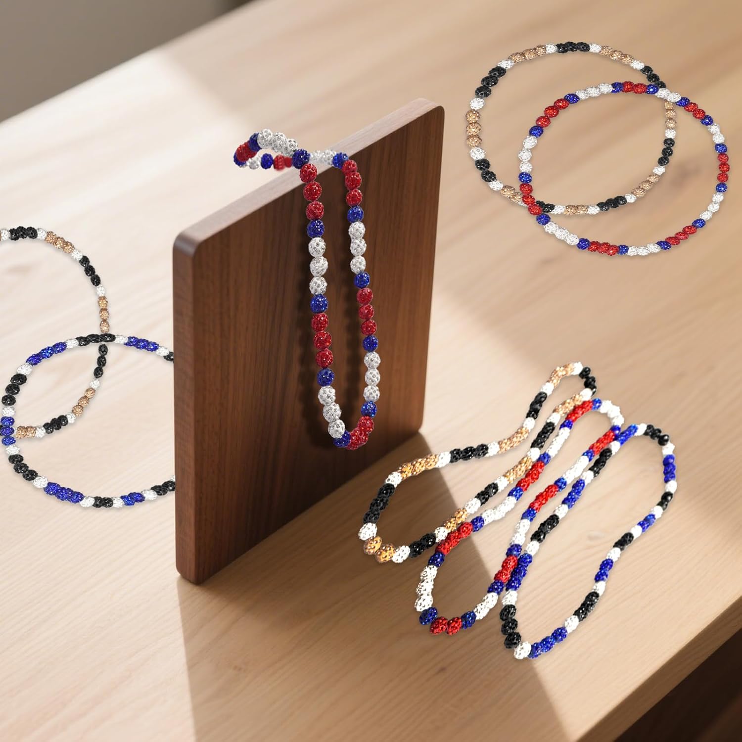 12 Pcs Baseball Beaded Necklace 18 in Bling Collection Clay Beaded Necklace Glitter Rhinestone Gifts for Men Women Baseball Team Lovers - Image 4