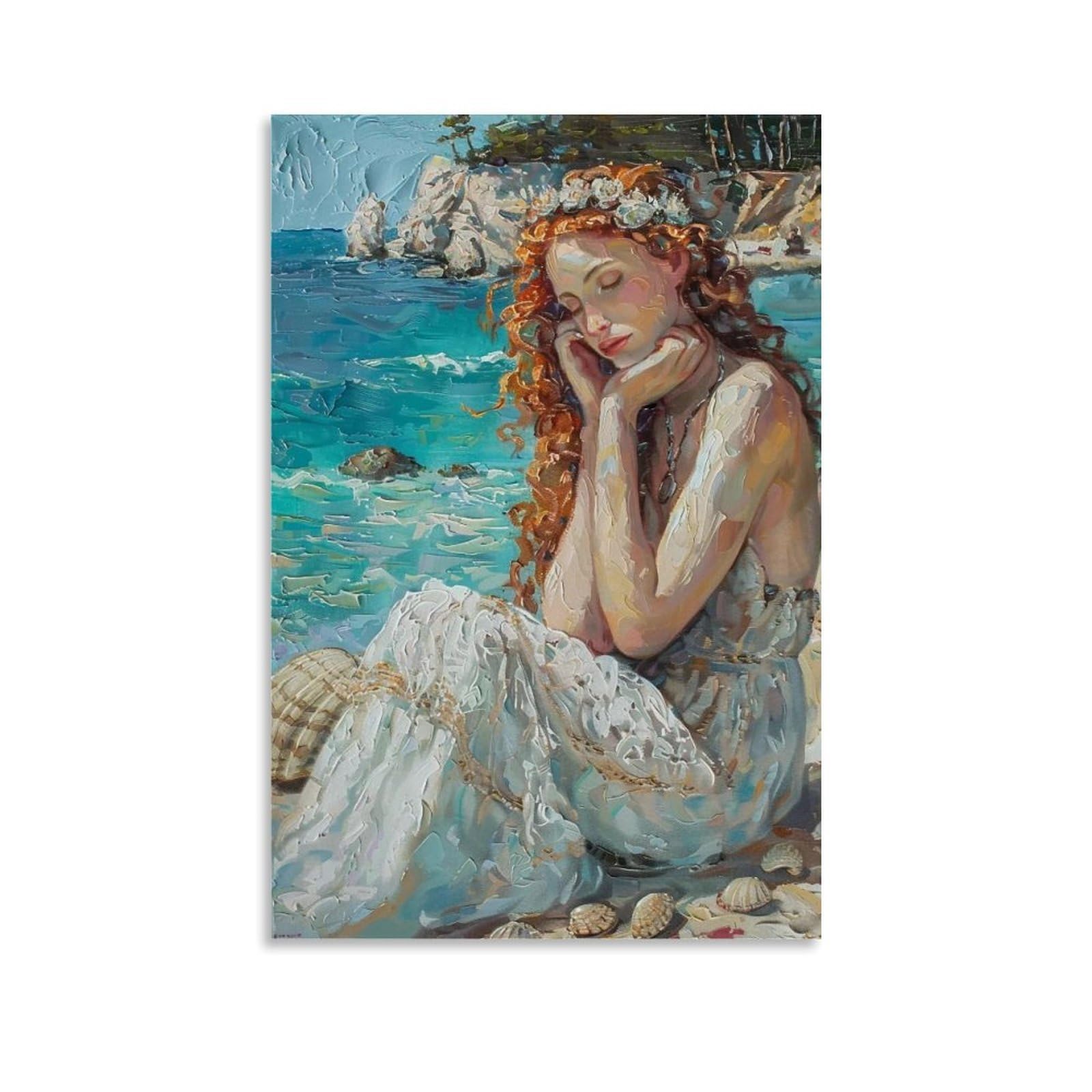 HUERYRYHY Ocean Whispers 02 Poster Wall Art Canvas Vintage Aesthetic Painting Decor for Rooms 20x30inch Unframe-style