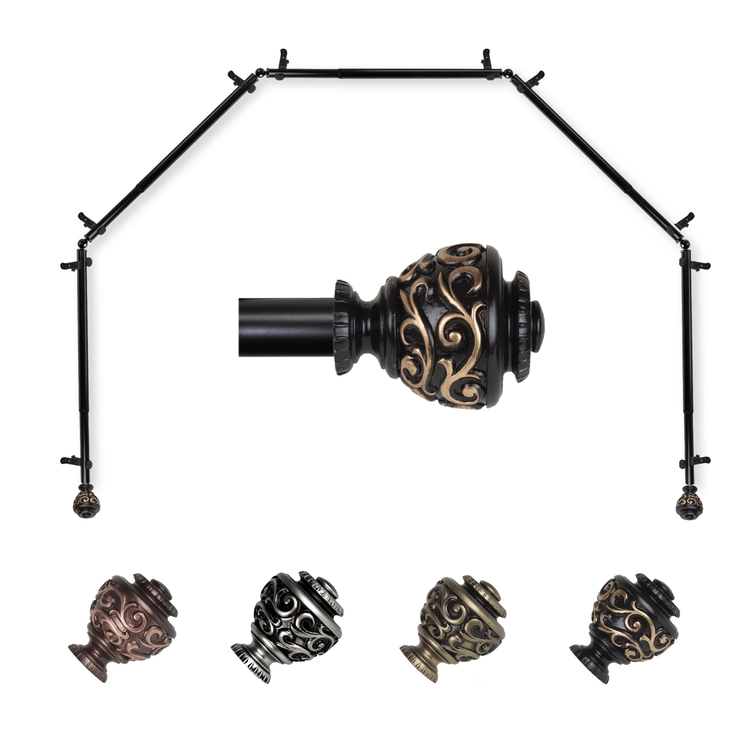 Photo 1 of Rod Desyne Eleanor 5-Sided Bay Window Curtain Rod - Black