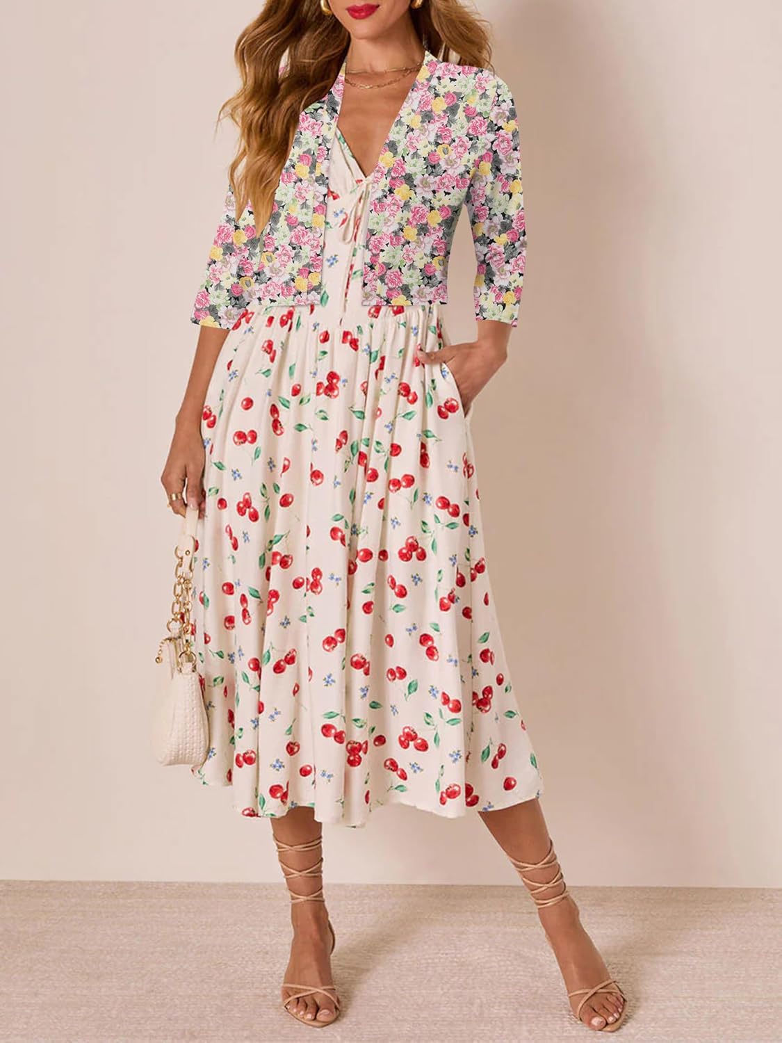 CRAZY GRID Women's Summer Lightweight Cardigan 3/4 Sleeve Shrugs Knit Bolero Open Front Cropped Cardigan for Women S-XXL - Image 3