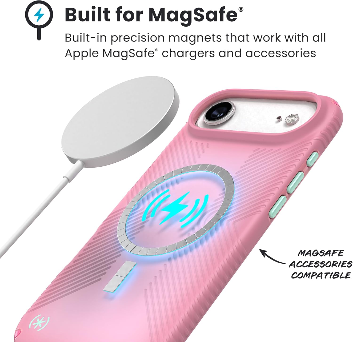 Speck Presidio LUX Grip for iPhone 17 Air Case, MagSafe-Compatible, Slim Protective Case, IBIS Pink/Dark IBIS/KANOM Green - Image 8