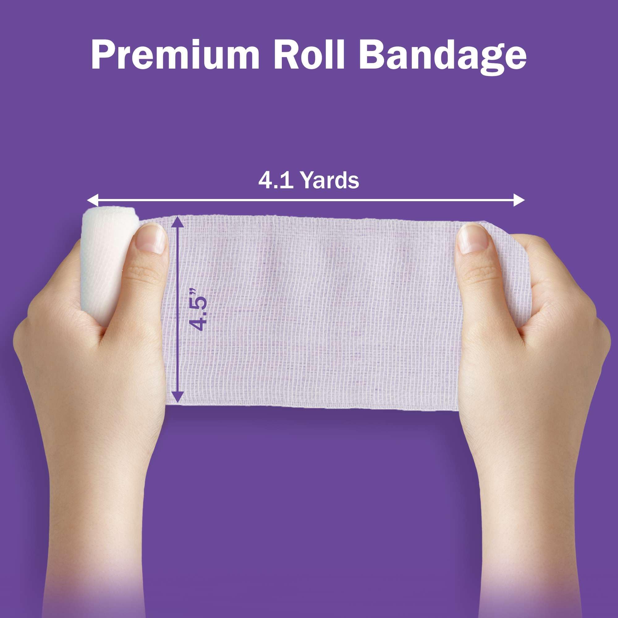 Rollos de gasa estériles de 4.5 pulgadas, 1 vendaje de gasa para cubrir y amortiguar heridas, 4.5 pulgadas x 4.1 yardas de largo, rollo médico de 3 capas, bueno para apósitos primarios y secundarios