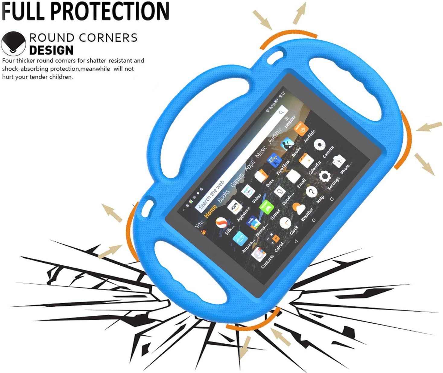 LTROP Fire HD 8 Tablet Case, Fire 8 2018 Case for Kids - Light Weight Shock Proof Handle Friendly Stand Child-Proof Case for Fire 8" HD Display Tablet 2018/2017, Not for 2020 Fire HD 8 - Blue
