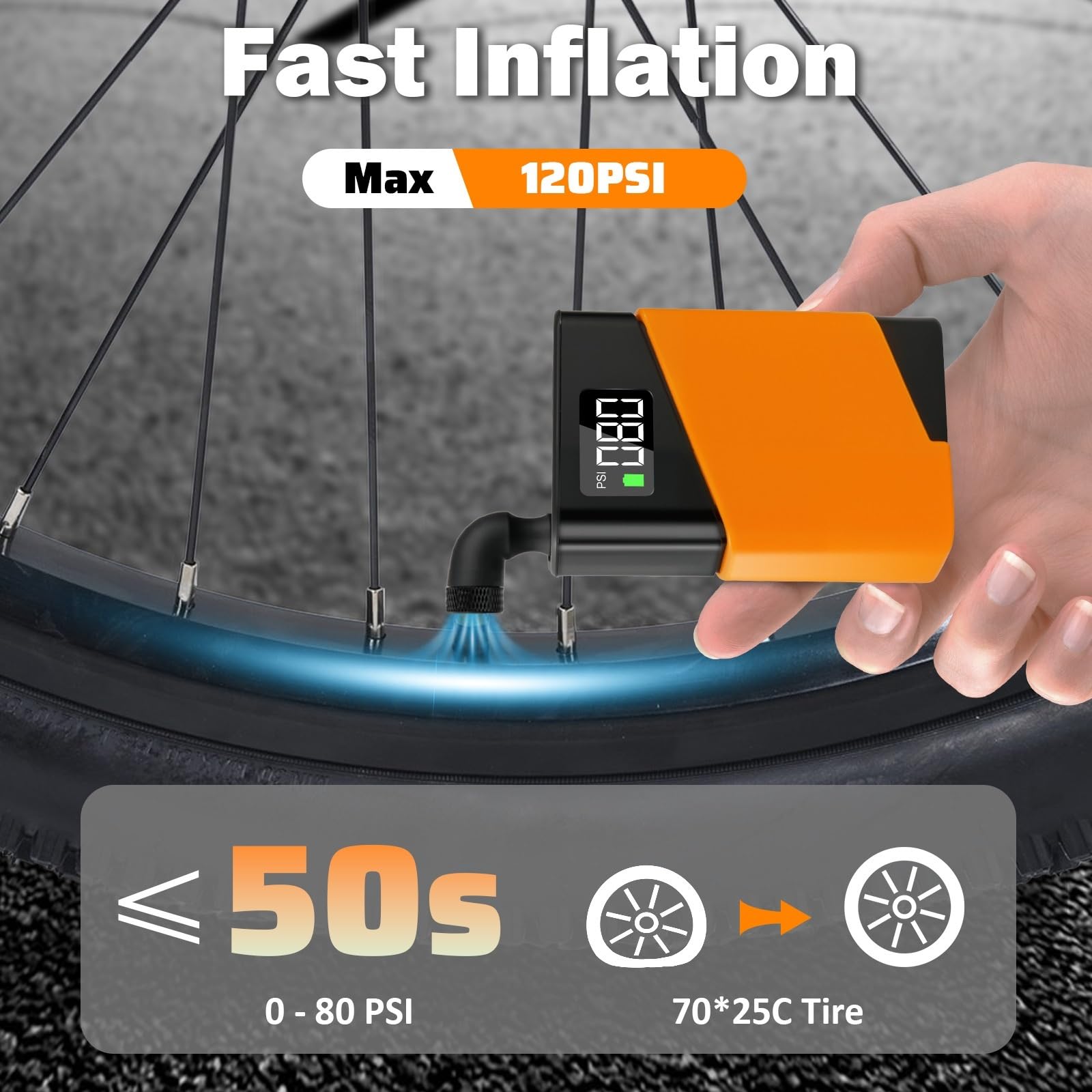 1 szt. Mini elektryczna pompka rowerowa przenośna pompa powietrza akcesoria rowerowe MAX 120 PSI