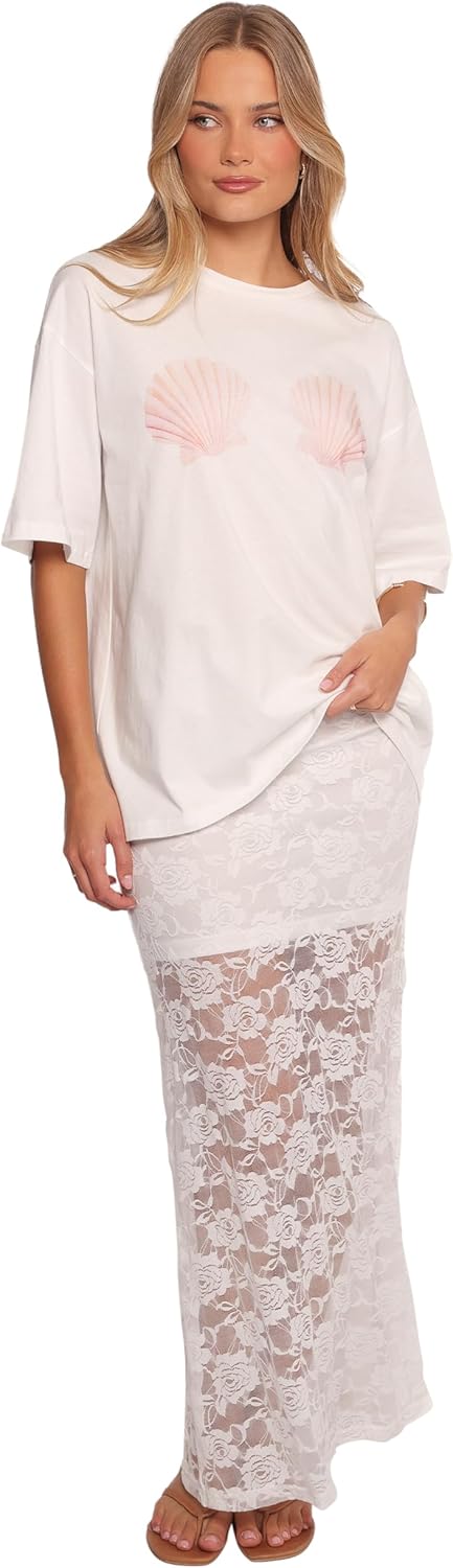 Skirt Women's Laken Sheer Lace Maxi Skirt White