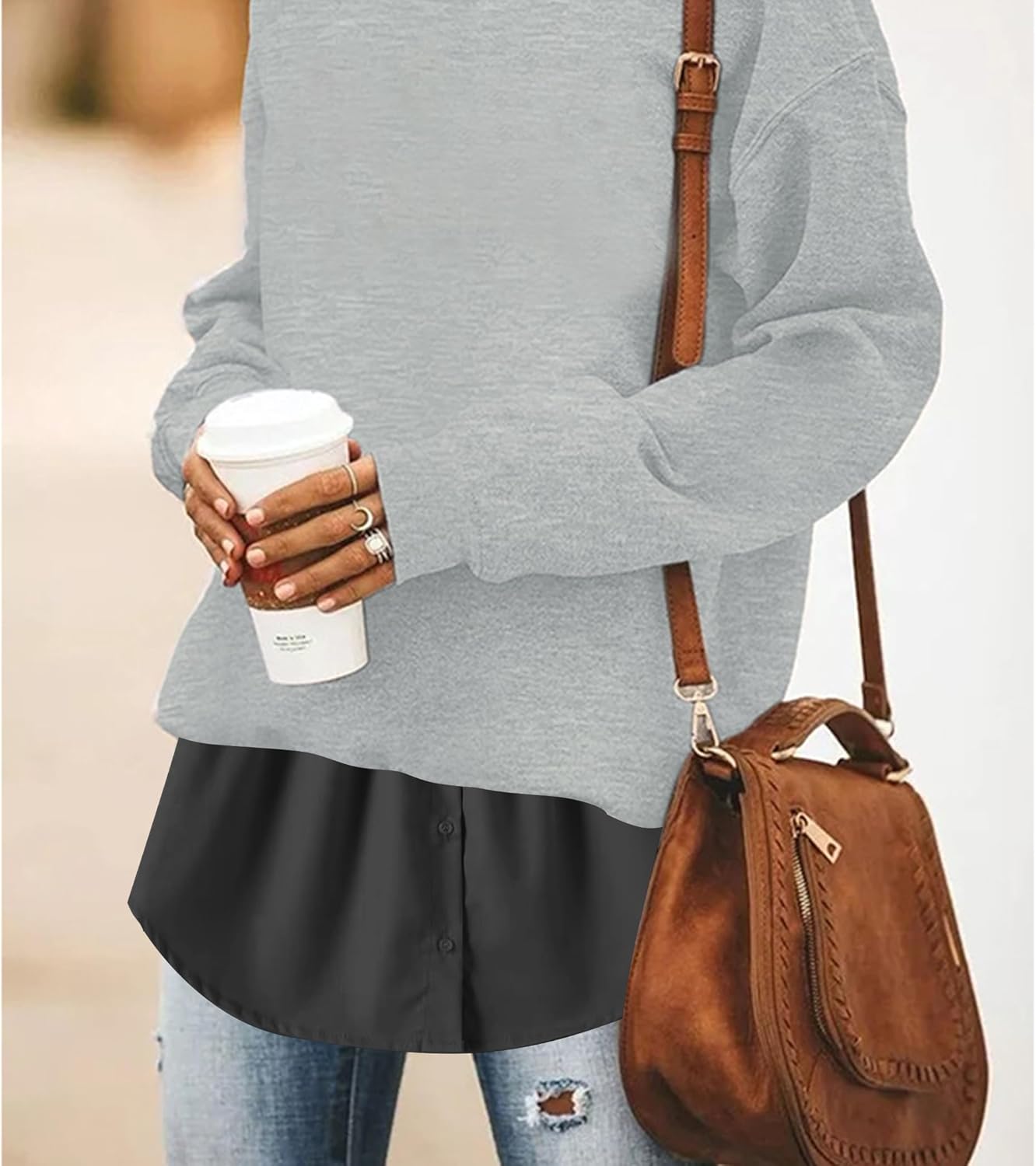 Girstunm Women's Shirt Extender Mini Adjustable Underskirt Removable Layered Sweep Shirt with Buttons - Image 2