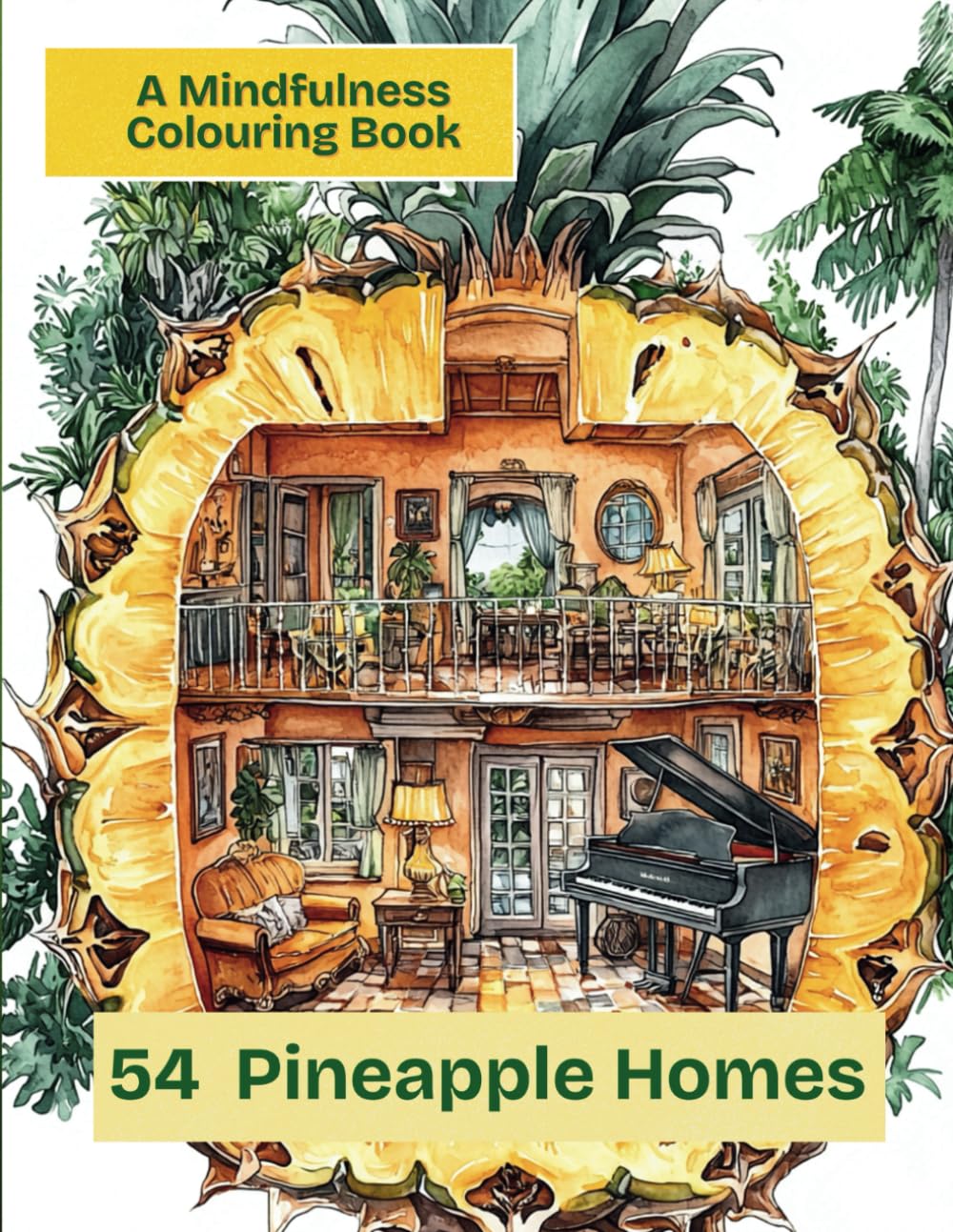 A Mindfulness Colouring Book: 54 Pineapple Homes (Cosy Homes For Mindfulness Colouring Books)