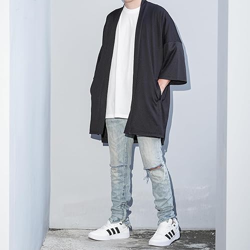 Miniatura 6 de Chaqueta larga tipo kimono de gran tamaño para hombre Noragi Street Jacket Haori Man Yukata Coat