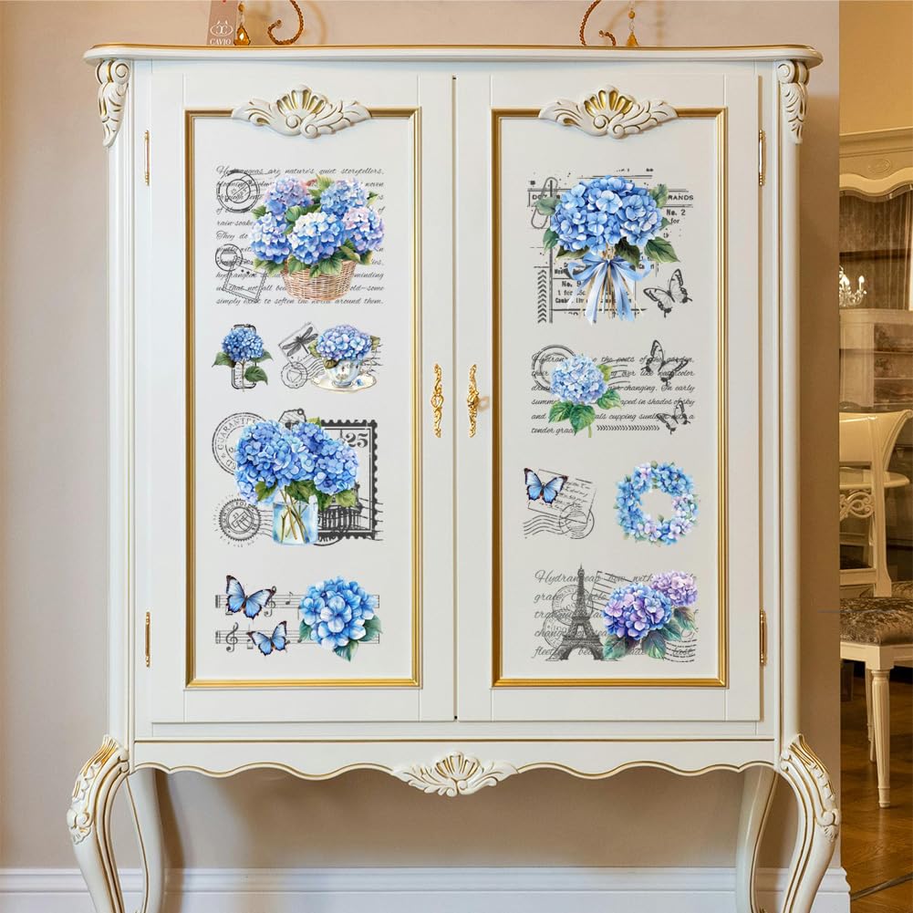 Peacoblue Decalcomania adesiva per mobili, decorazione artigianale, 15,2 x 30,5 cm, motivo vintage lampada da tavolo, 3 pezzi, impermeabile, trasferimento UV DTF per cassetti, cassettiere, vetro