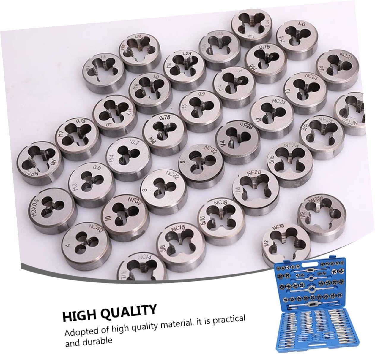 110pcs Metric Tap and Die Set with Steel Screw Tools, Tap Die Wrench Kit in Carrying Case for Thread Cutting and Repair in Workshop and Garage Use