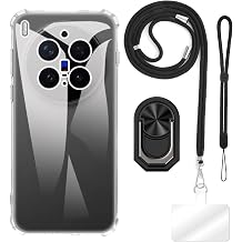 4 in 1 Case Compatible with Vivo X300 Pro 5G with Strap, Wristband, Ring, Shockproof Protective Cover Travel Set Black Set