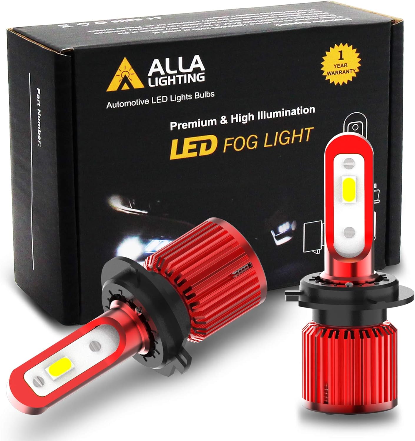 Alla Lighting 5200 Lumens H7 LED Fog Lights Bulbs, 8000K Ice Blue Xtreme Super Bright 12V LED Fog Lamps Replacement
