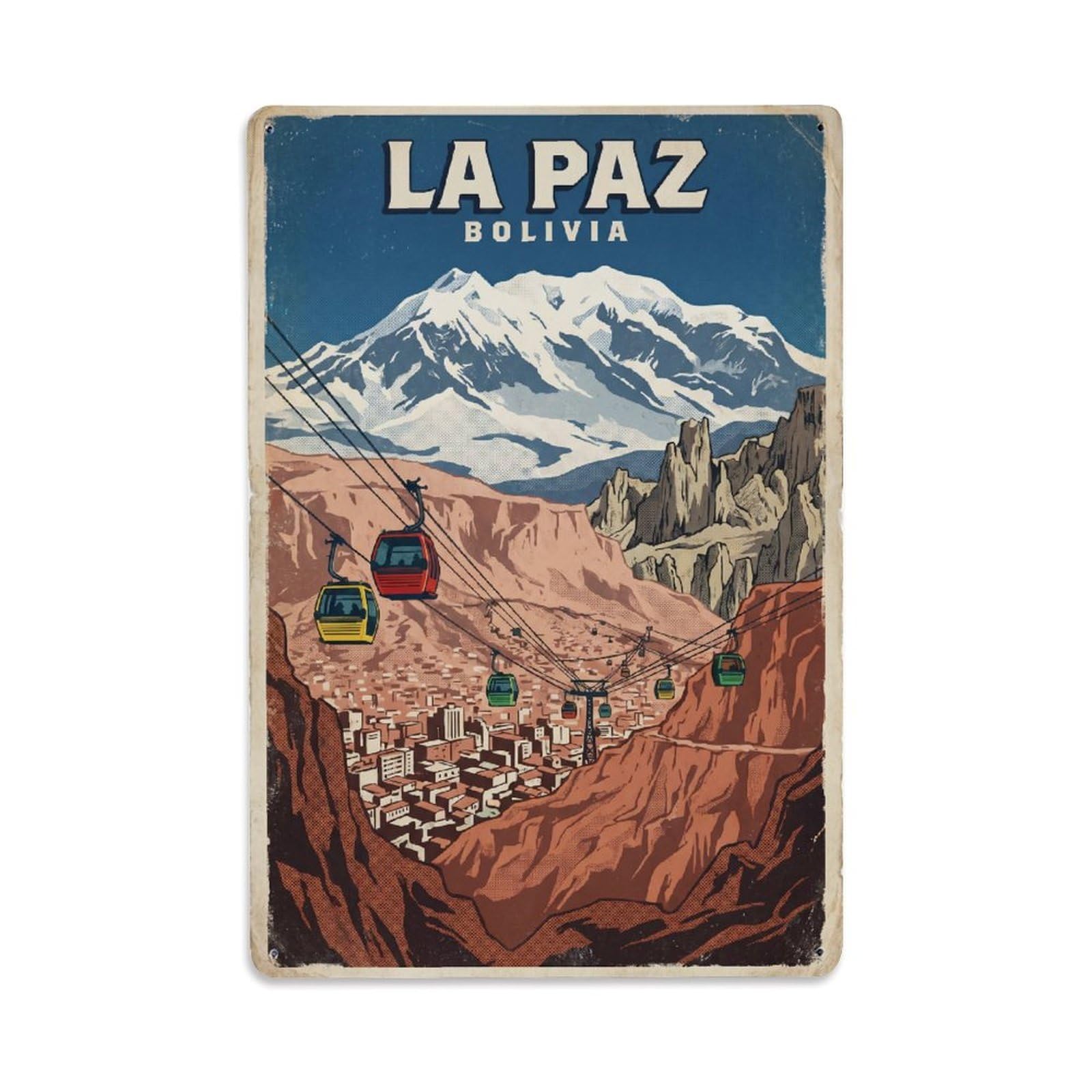 Metal Tin Sign Retro Travel Bolivia La Paz