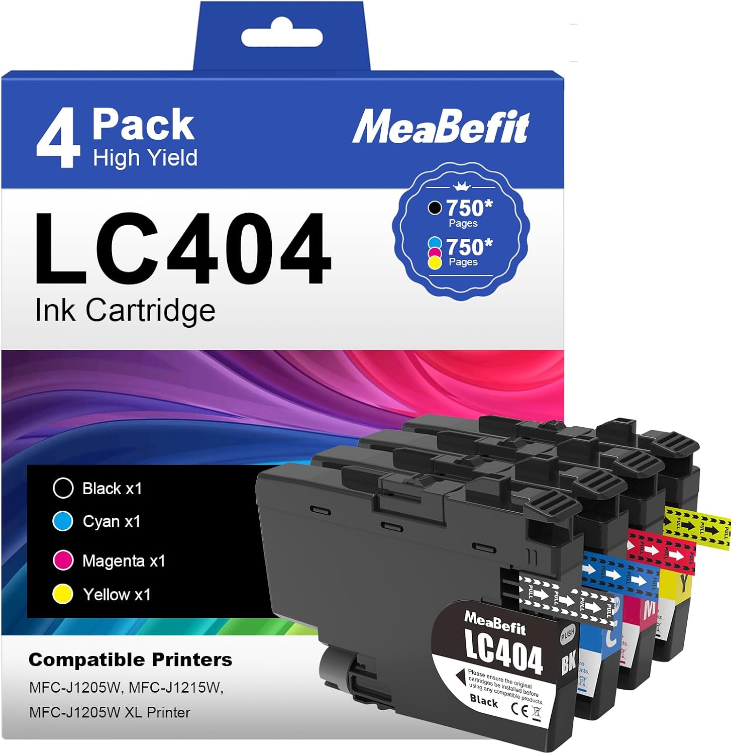 LC404 LC404 XL Ink Cartridges High Yield Replacement for Brother LC404 Ink Cartridges LC404XL LC 404 XL Compatible with Brother MFC-J1205W MFC-J1215W MFC-J1205W XL Printer(4 Pack)