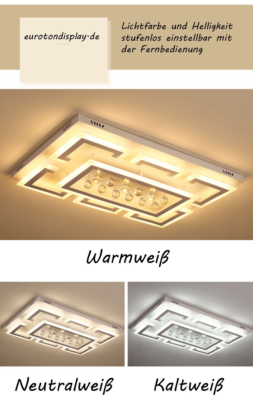 Lampa sufitowa LED NXW803 95 x 65 cm, z pilotem zdalnego sterowania, regulowana barwa światła/jasność, ściemniana, A+LED, lampa do salonu, lampa wisząca, lampa sufitowa (XW803-95 x 65 cm, 125 W)