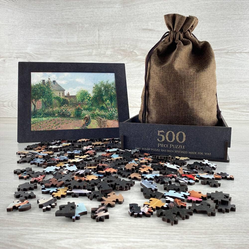 The Artist's Garden at Eragny Wooden Puzzle by Camille Pissarro. Wooden Jigsaw Puzzles for Adults - 500 Pieces