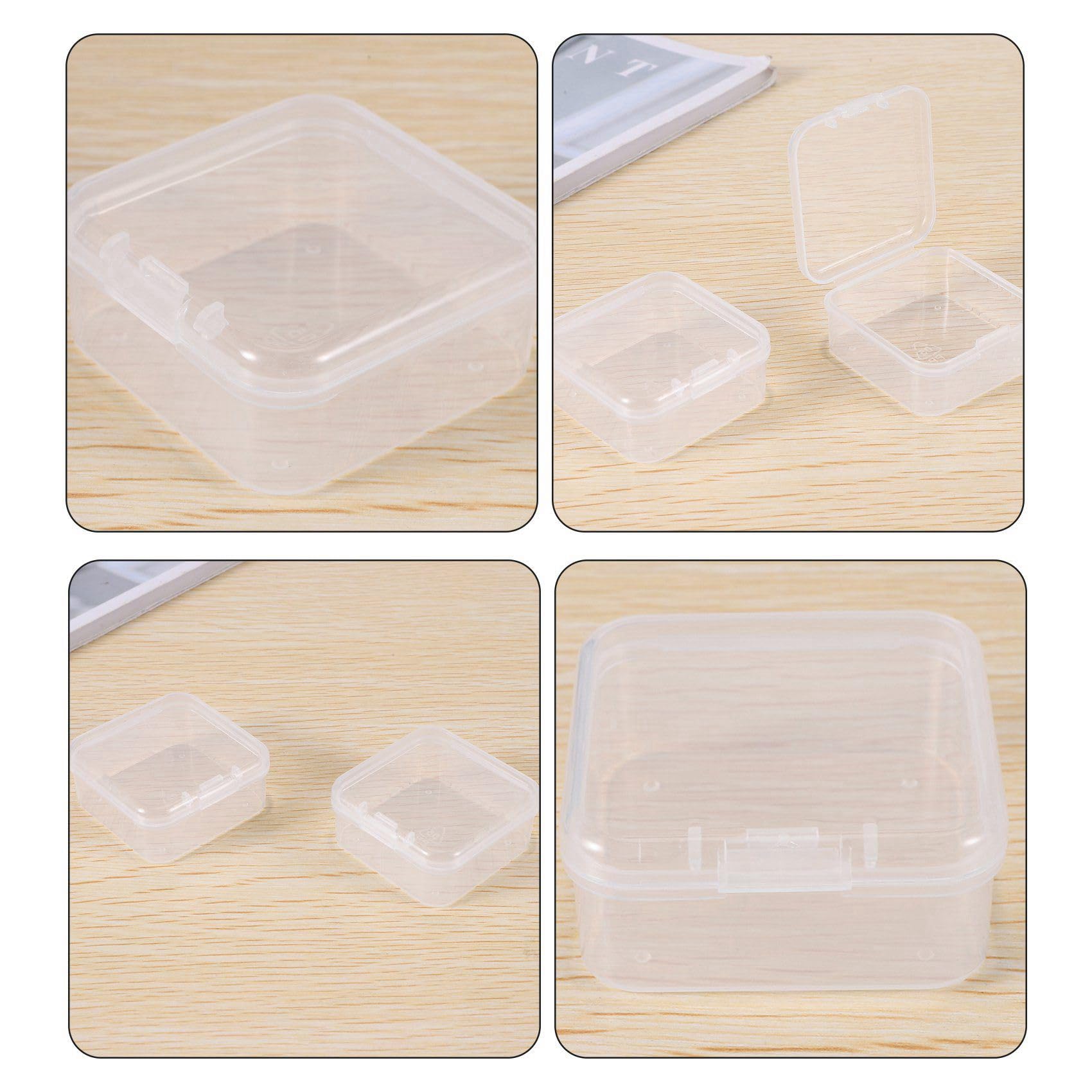 Mini Boîte de Rangement Transparente en Plastique de 120 Pièces pour La Collecte de Petits Objets, Perles, Cartes de Visite