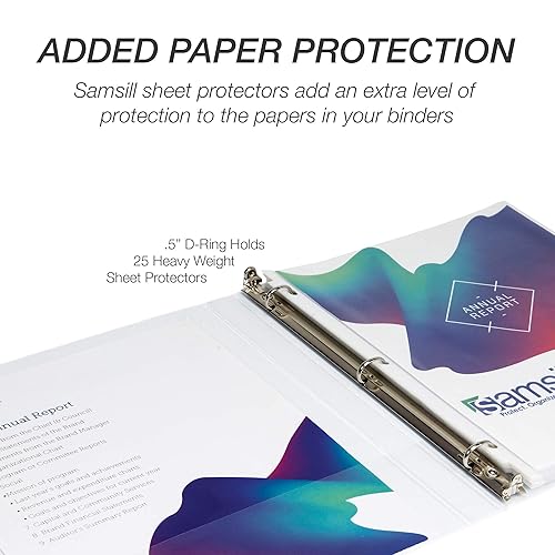 Vista 474 de Samsill Carpeta duradera de 1.5 pulgadas, fabricada en los Estados Unidos, carpeta de anillos en D, carpeta transparente personalizable, color Negro