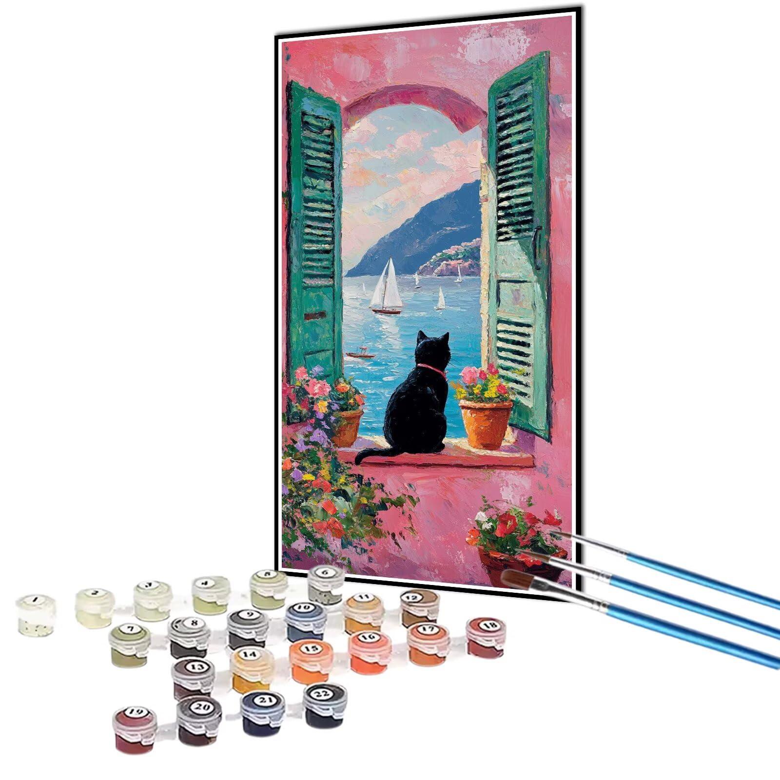 Amazon.com: 20x40cm Small Paint by Numbers Kit for Kids Cat Paint
