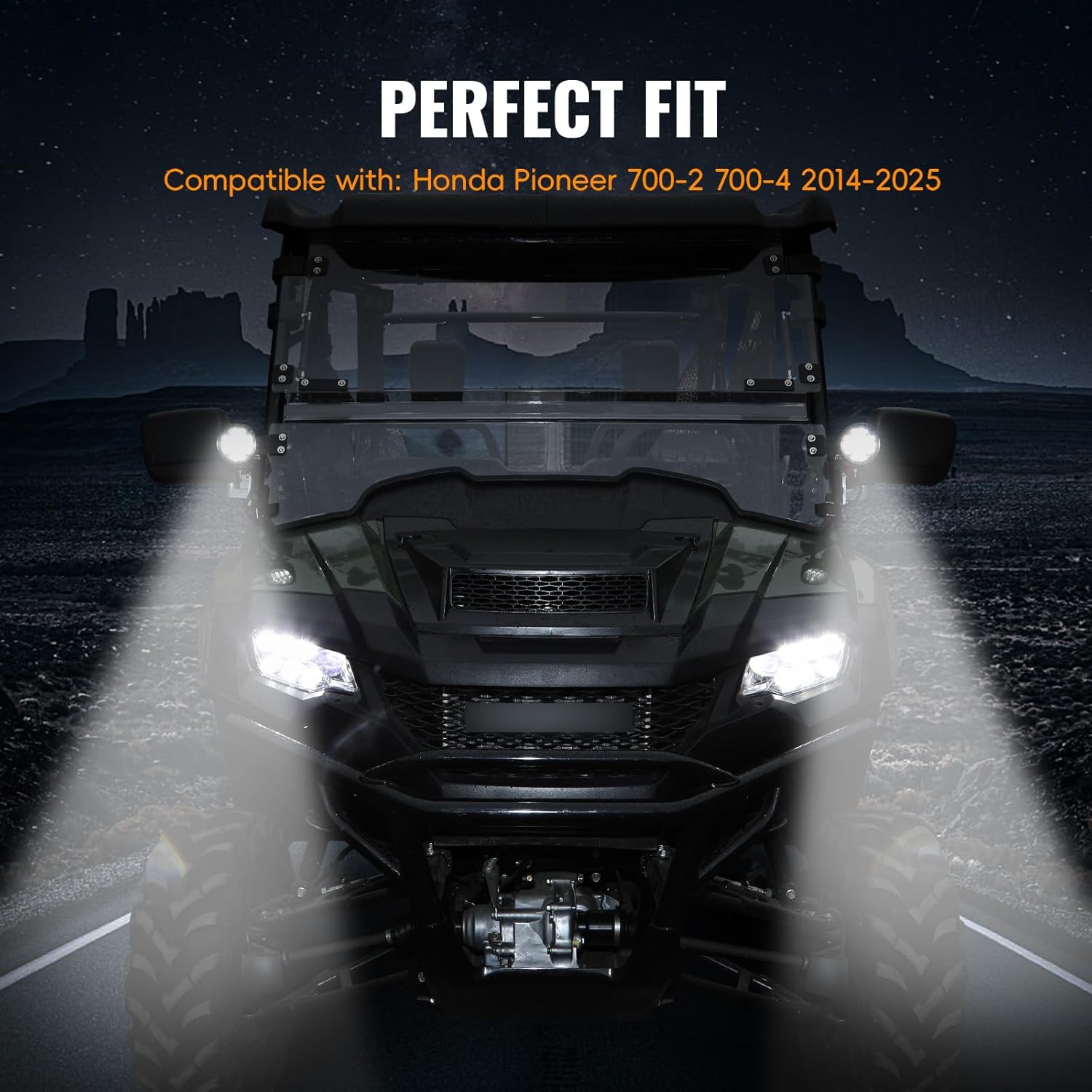 A-Pillar LED Pod Lights Compatible with Honda Pioneer 700-2 700-4 2014-2025, Front Auxiliary Lights with Mounting Bracket Driving Lights LED Spot Work Light Brighter Plug & Play, 2PCS