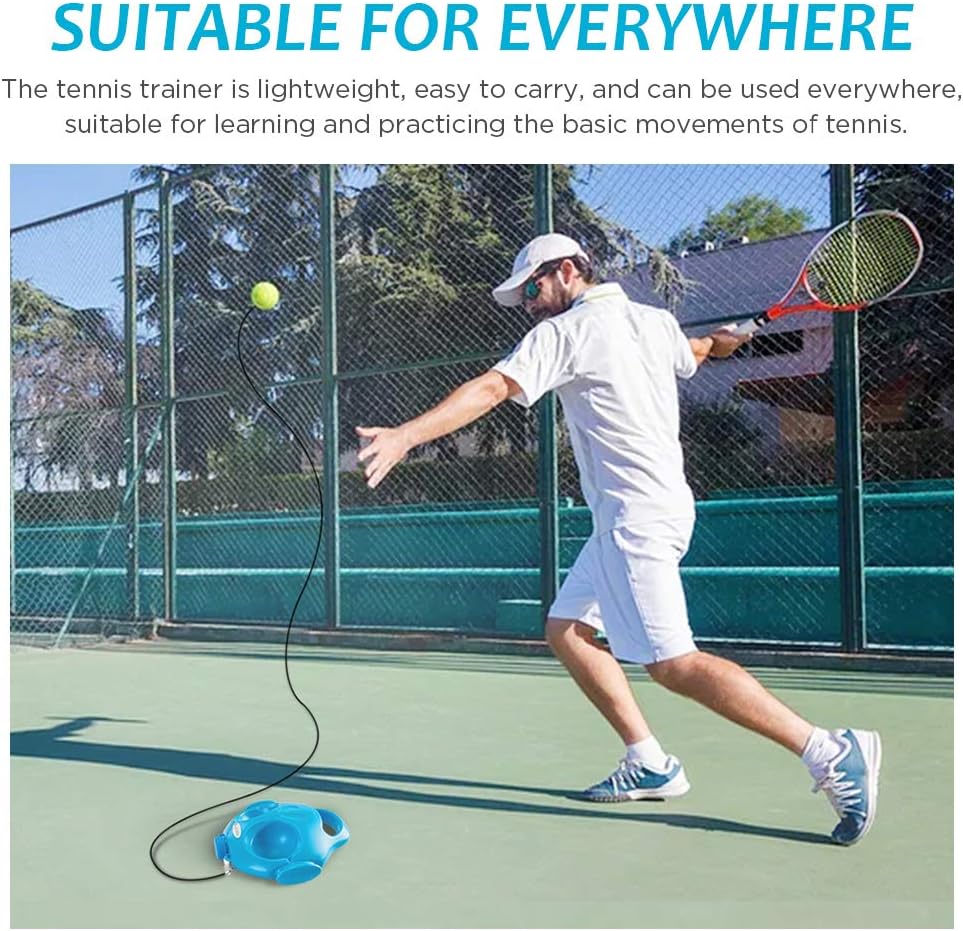 Meidonu Tennis Trainer Rebounder with 4 Long Rope Tennis Trainer Rebound Balls, Tennis Practice Trainer for Kids Adults Beginners, Solo Tennis Training Equipment : Sports & Outdoors