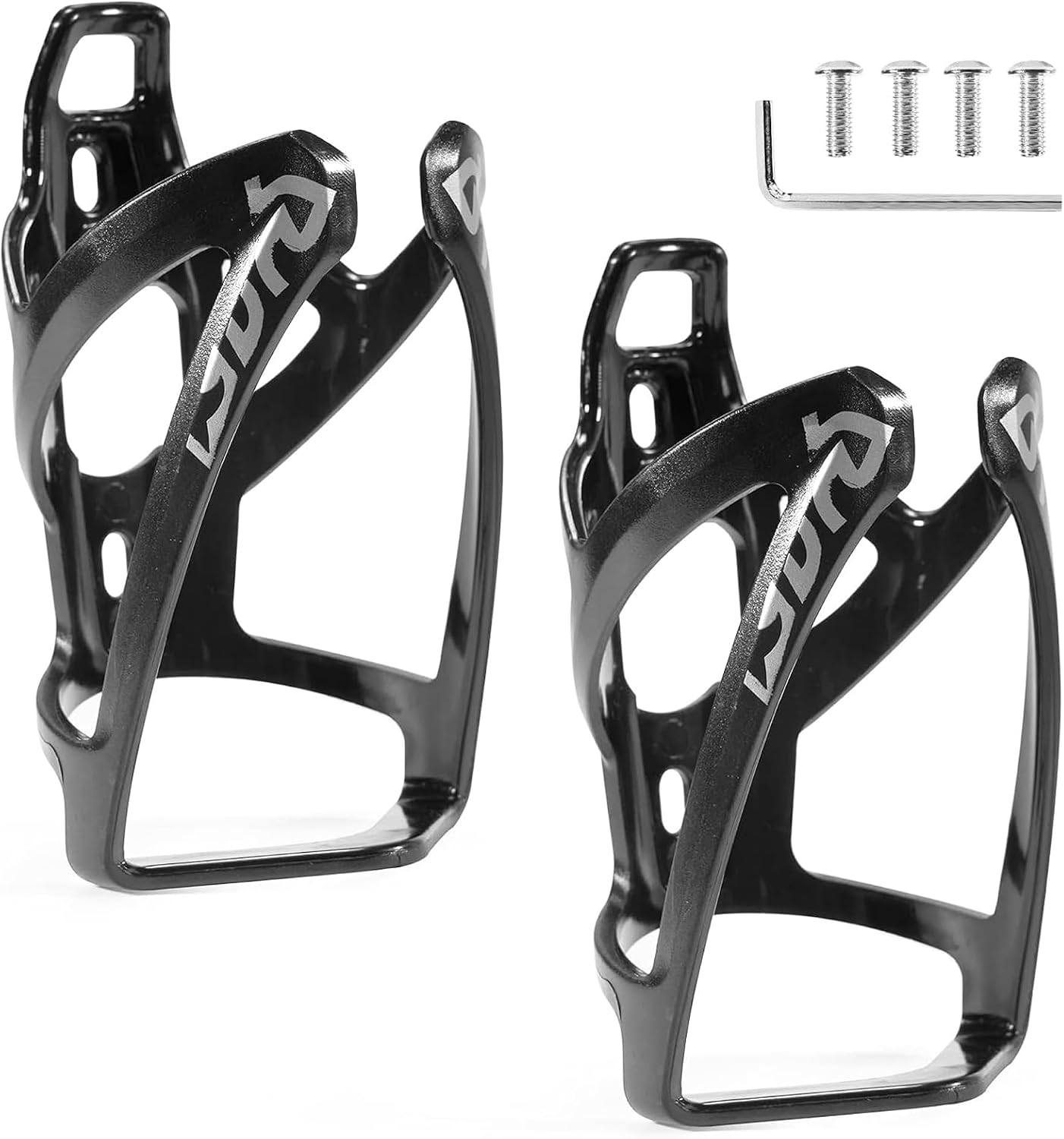 Set of 2 Bicycle Bottle Holder, Universal Lightweight PC Bottle Holder for 0.5 - 1.1 L Bottles, Includes Mounting Accessories, Black