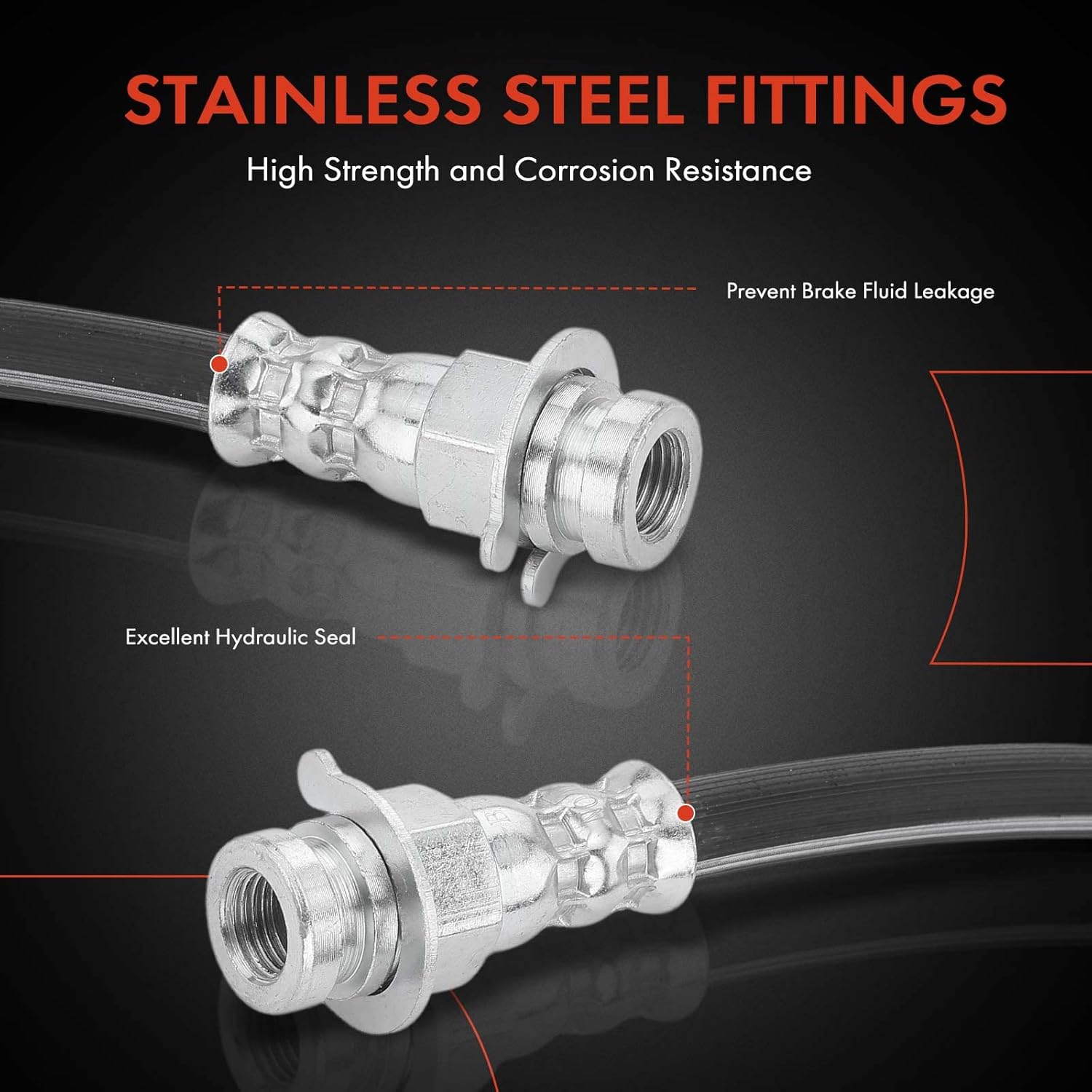 A-Premium Front Driver and Passenger Brake Hydraulic Hose Compatible with Jeep Models - CJ5 1966-1971, CJ5A/CJ6A 1966-1968, CJ6/Jeepster 1996-1971, with 10 inch Brakes - Replace# J0937347(Pack of 2)