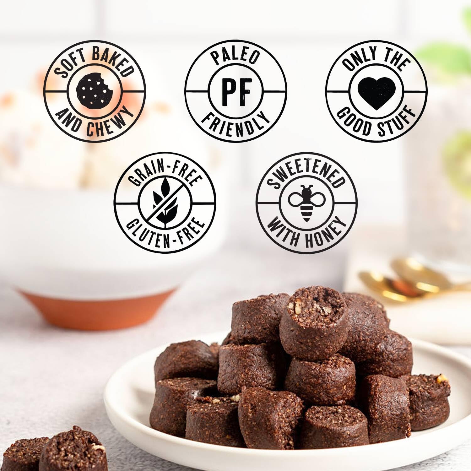 Ona Brownie-Style Cookies 4-pack, Made with Honey and Dark Chocolate, Ready to eat, Gluten free, Grain free, Dairy free, Paleo