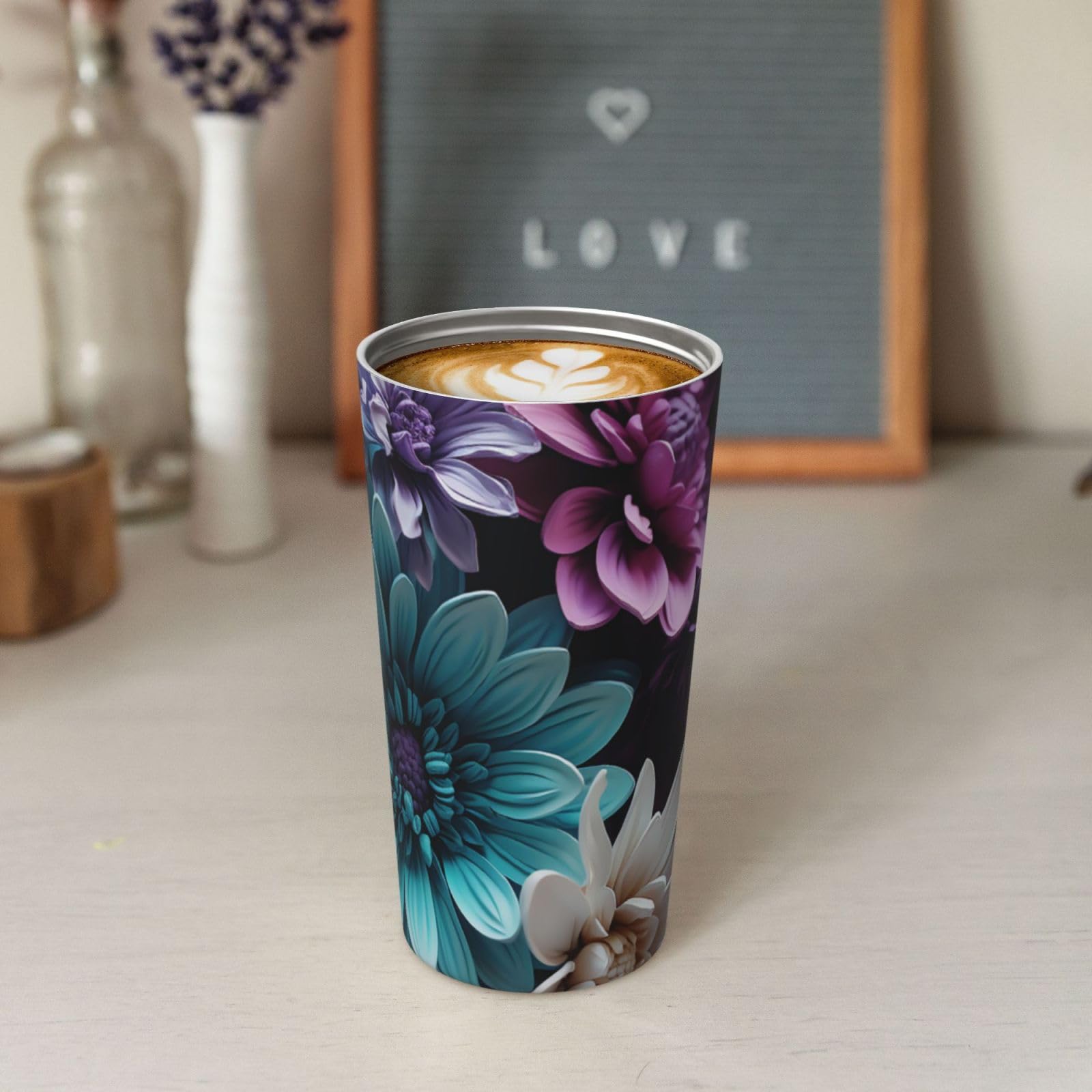 Tazza Termica Da Viaggio MEBRUDY 500 Ml, Acciaio Inox Doppia Parete, Con Coperchio E Manico, Viola - 3