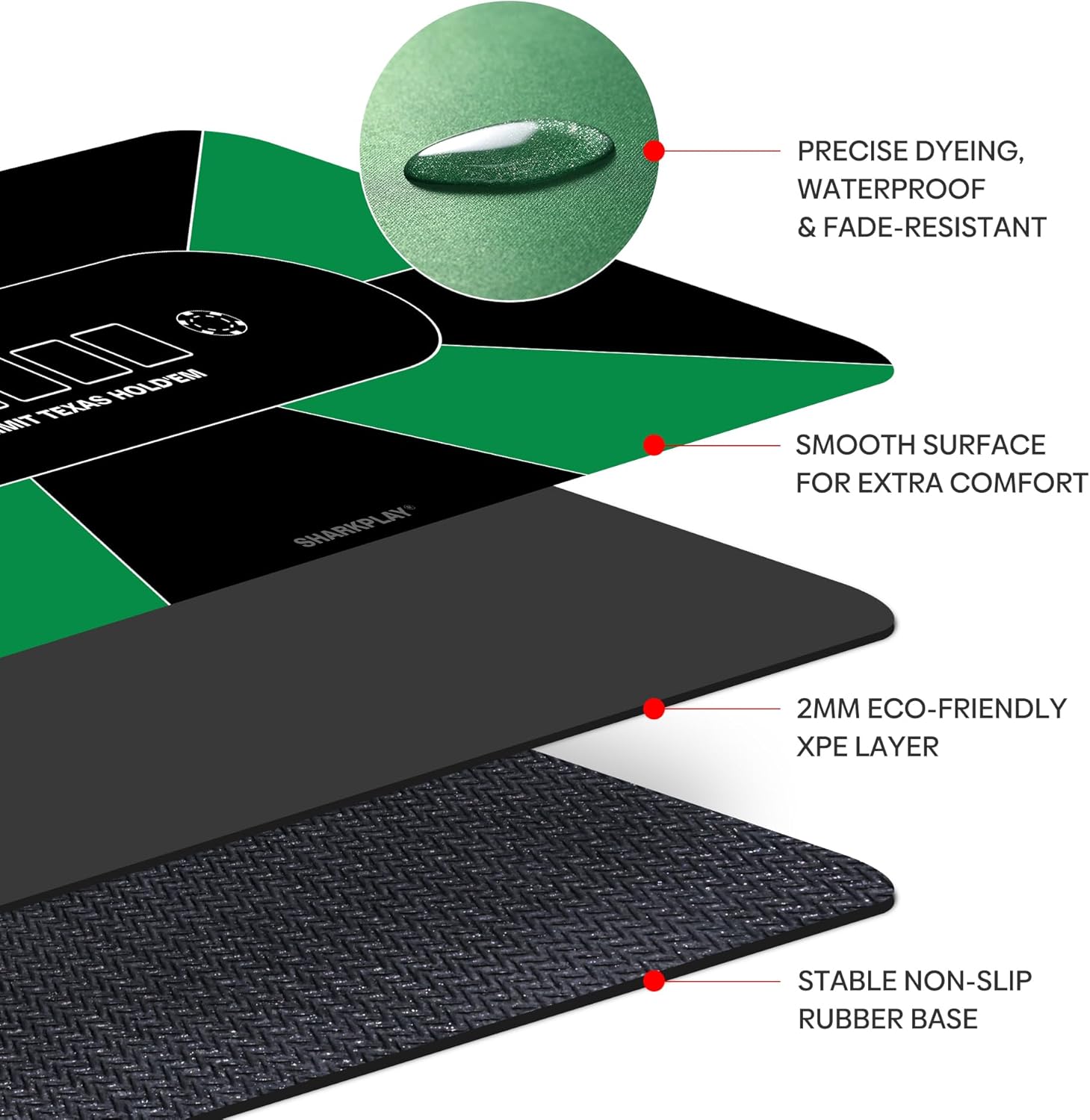 70 x 35 Inch Poker Mat, 10 Players Texas Hold'em Poker Table Top with Carrying Bag for Poker Games, Blackjack, Casino
