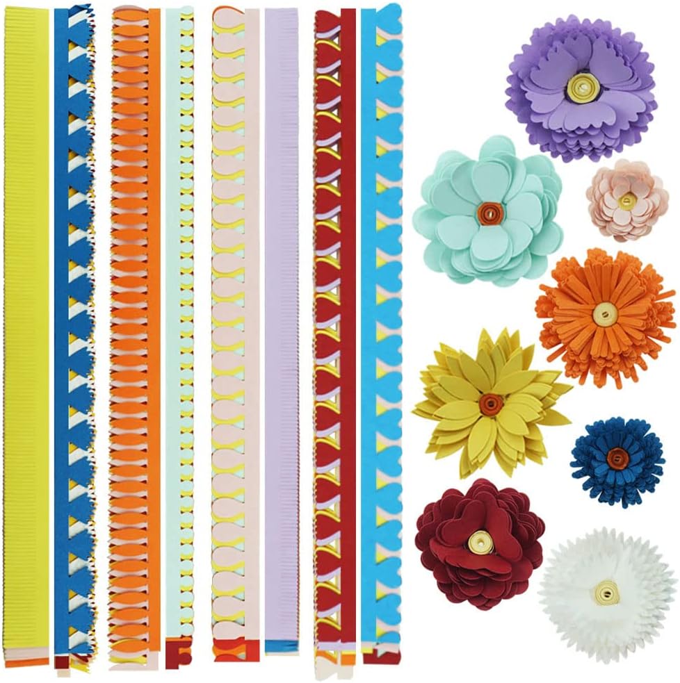 FAZHBARY 20 Inch / 50 CM Quilling Paper Flowers Kit Colorful 8 Different Petal Paper Quilling Strips Bulk for DIY Handmade Art Crafts
