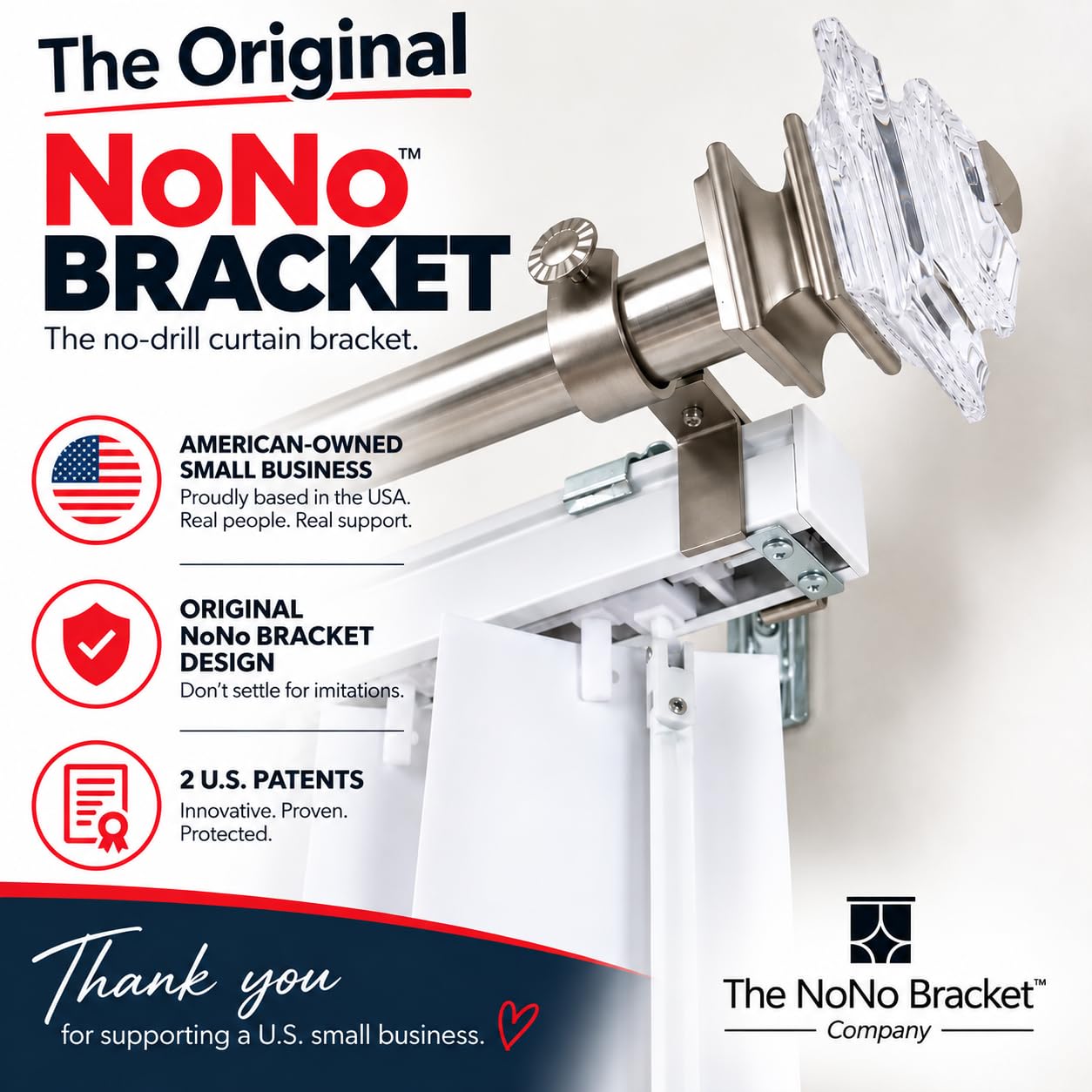 No Drill Curtain Rod Brackets - Renter Friendly -7