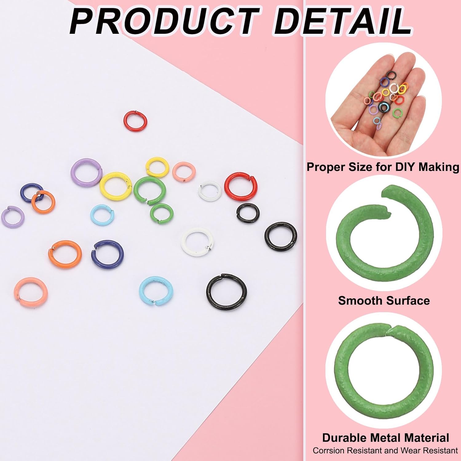 PATIKIL Open Jump Rings, 400 Pcs 8mm Round Ring Charm Loops Connector for Jewelry Making Supplies DIY Craft Keychains Necklaces Earrings, 10 Colors - Image 3