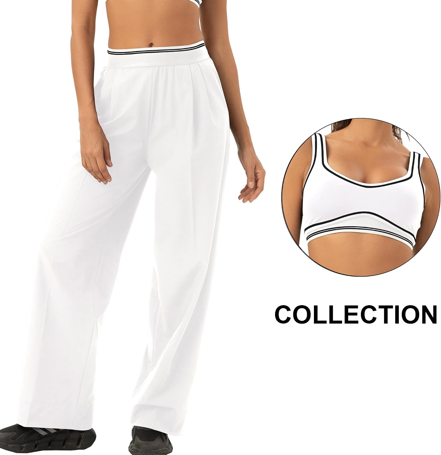 Athletic Track Pants Women Wide Leg Lounge Pants Stretch Loose Casual Jogging Sweatpants