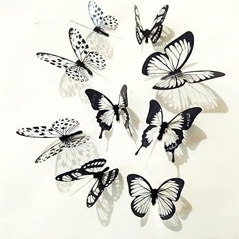 Vacally 36 Pcs Wall Stickers Wallpaper 3d Black White Butterfly Sticker Art Wall Decal Mural Home Decoration Living Room Bedroom Background Amazon Com