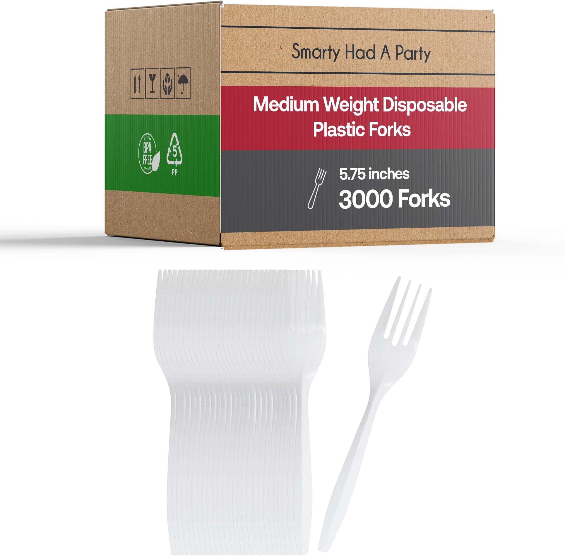 - Plastic Forks Bulk 3000 Count, White Medium Weight Disposable Forks, Heavy Duty Sturdy Party Utensils for Catering, Weddings, BBQ, Restaurant Takeout, Events & Everyday Use