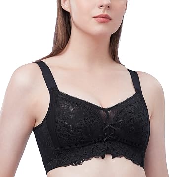 32-40B-DDD Light Natural Oak Latex Cup Wirefree Thick Side Back Smooth Full Coverage Minimizer Colorblock Bra