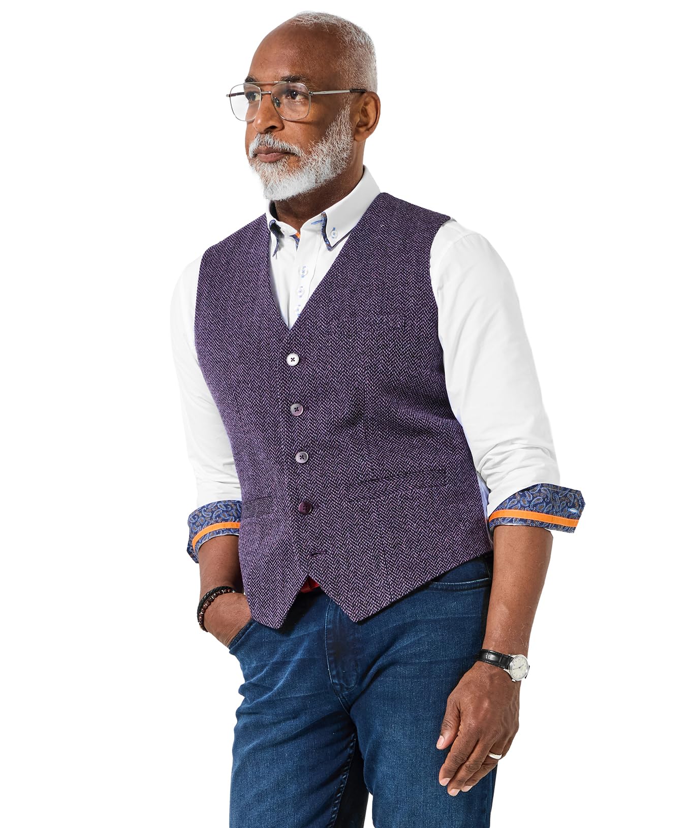 Joe Browns Men's Stylish Formal Waistcoat Blazer, Purple, 40