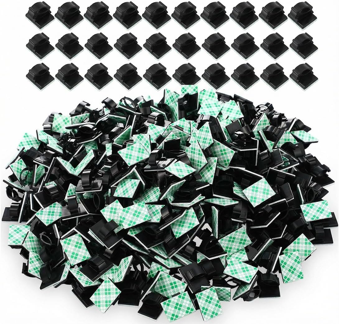 100-Piece Adhesive Cord Management Clips, Strong Hold for Wire Organization