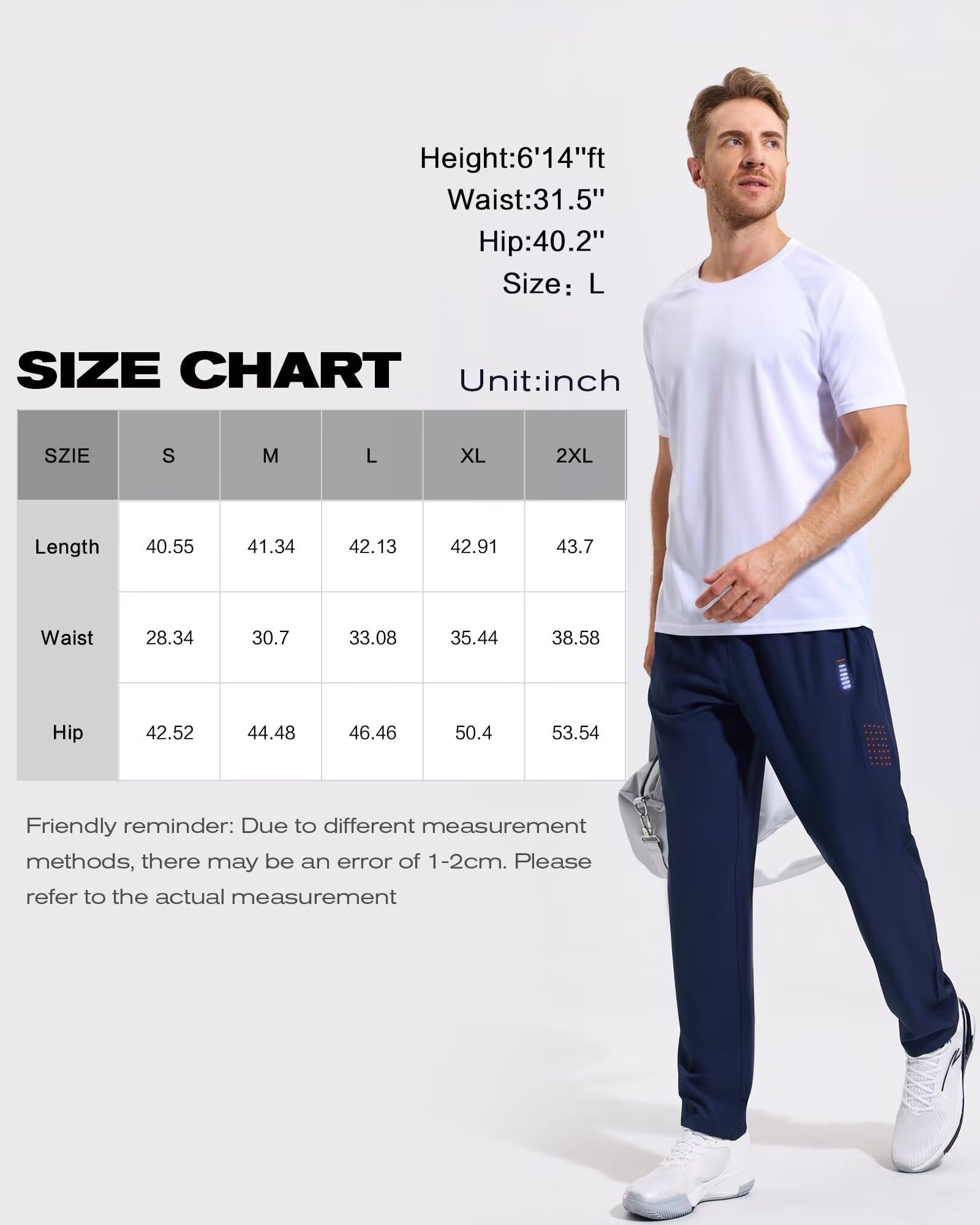 Gaiatiger Pantalones de Chándal para Hombre Ligeros Transpirables Running Jogger con Bolsillos Cremallera