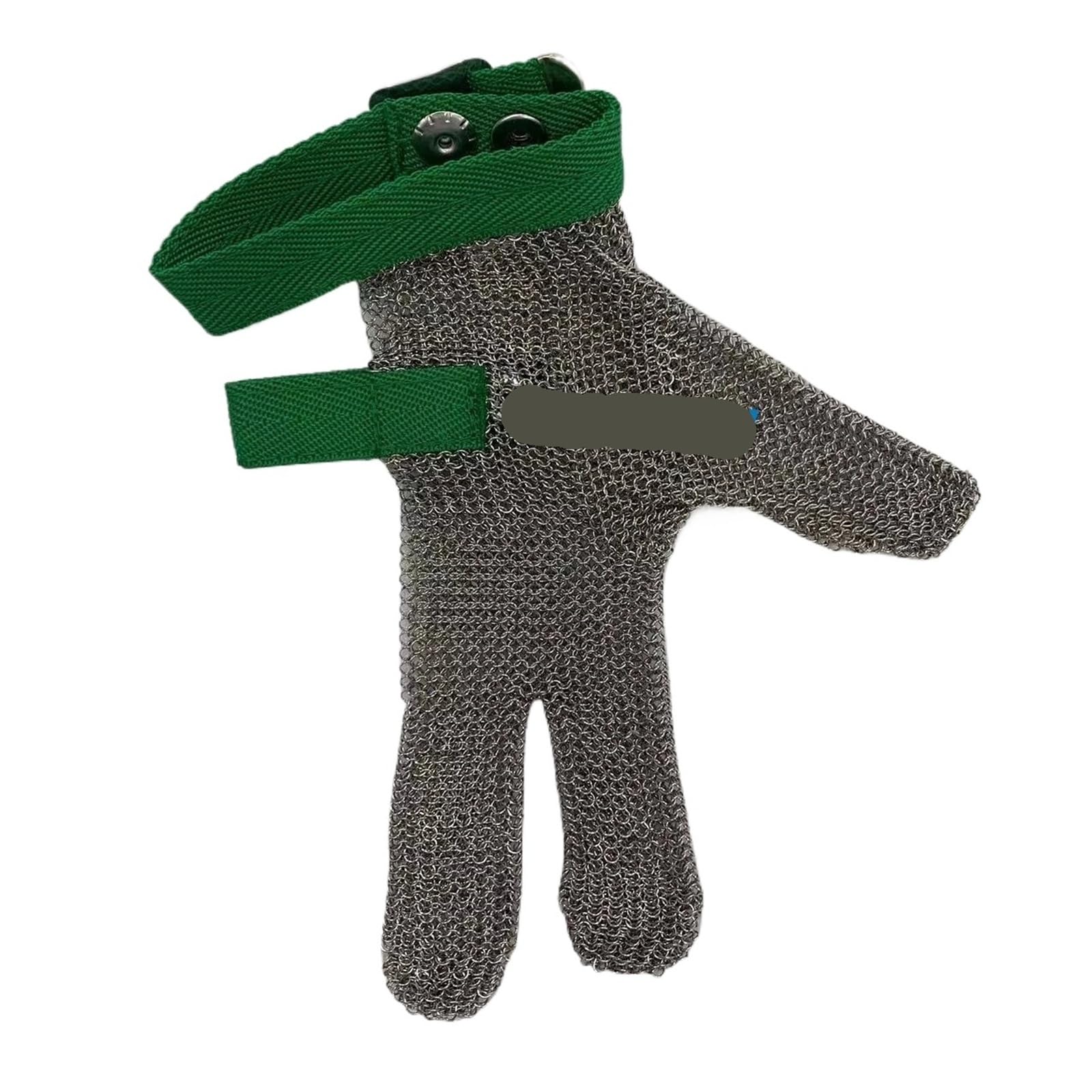 Genérico Guantes de seguridad de media mano de 3 dedos - Guantes de trabajo anticorte con malla de alambre de acero inoxidable