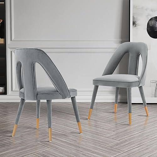 Miniatura 4 de Manhattan Comfort Neda - Silla de comedor moderna de terciopelo con elegante diseño de respaldo en forma de T, acolchado de espuma de alta densidad