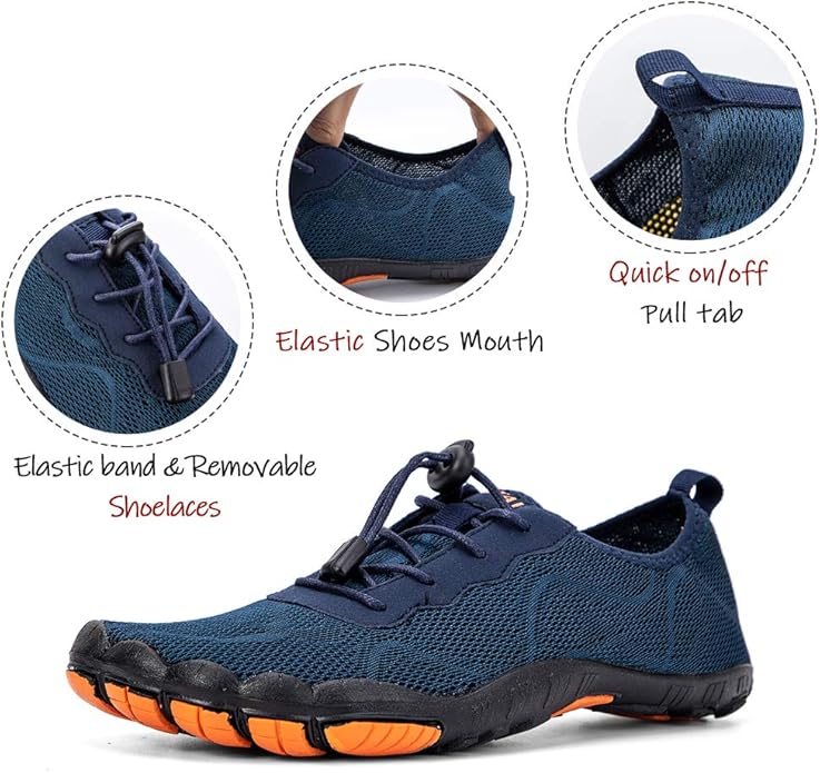 HIITAVE Men Barefoot Water Shoes Breathable and smooth fabrics with fine stretch on uppers