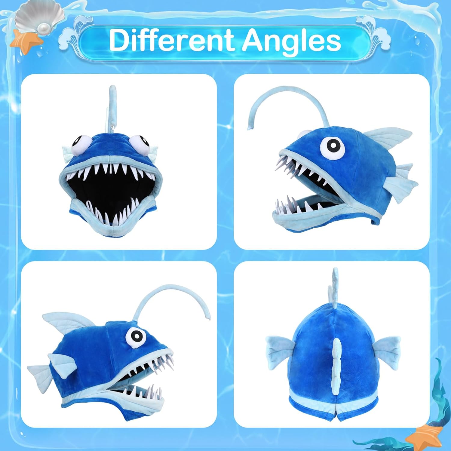 Fish Costume Hat for Adult and Kid, Angler Fish Light up Costume Hat for Halloween/Themed Parties/Cosplay Events