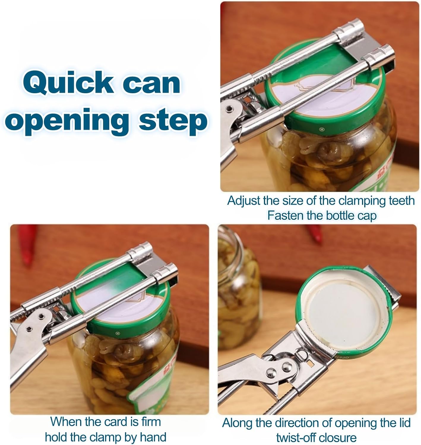2026 New Adjustable Stainless Steel Multifunctional Jar Opener, Tight Lid Remover & Can Bottle Gripper Tool for Weak Hands & Seniors, Manual Kitchen Gadgets & Accessories
