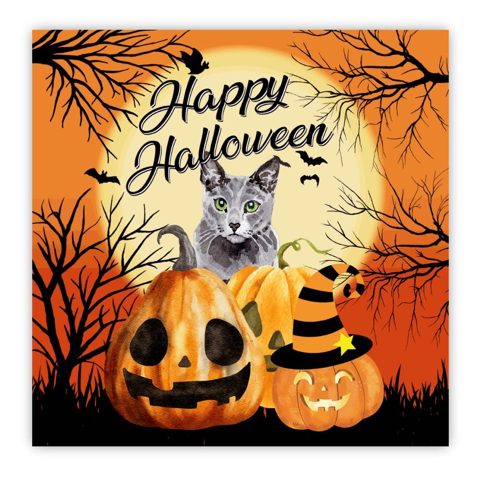 Décoration murale antique Halloween en bois véritable avec impression rétro lune