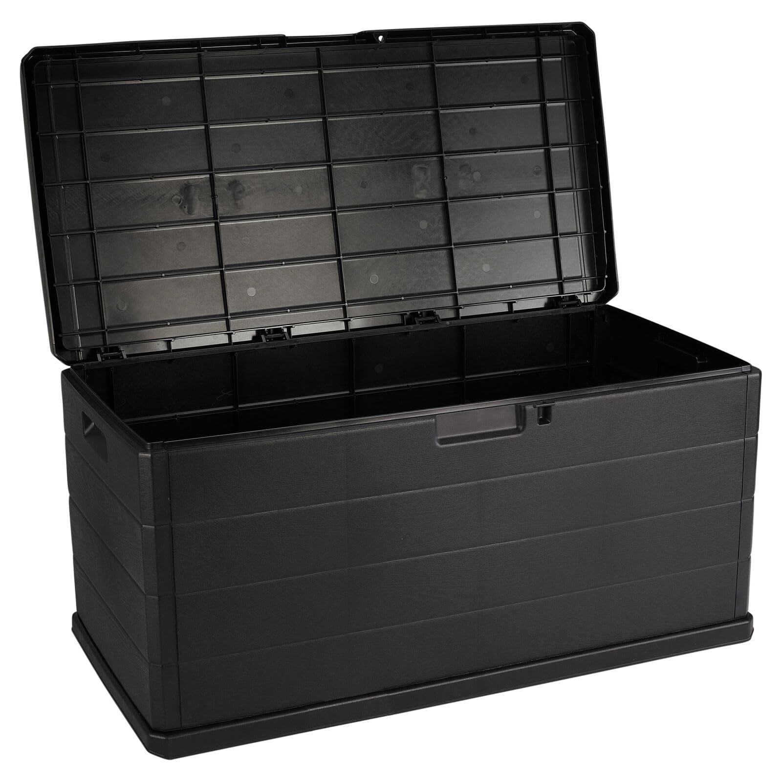 URBN GARDEN 350L Heavy Duty Plastic Garden Storage Box, Huge Capacity Patio Outdoor Container with Lockable Lid, Handles & Wheels, Weather Resistant Shed for Tools, Cushions, Accessories, Anthracite