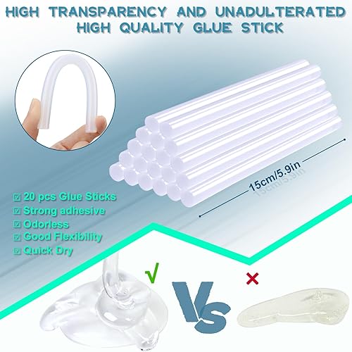 Miniatura 3 de Halobios Pistola de pegamento caliente (15 W), mini pistola de pegamento termofusible con 20 barras de pegamento, 20 palos de madera para