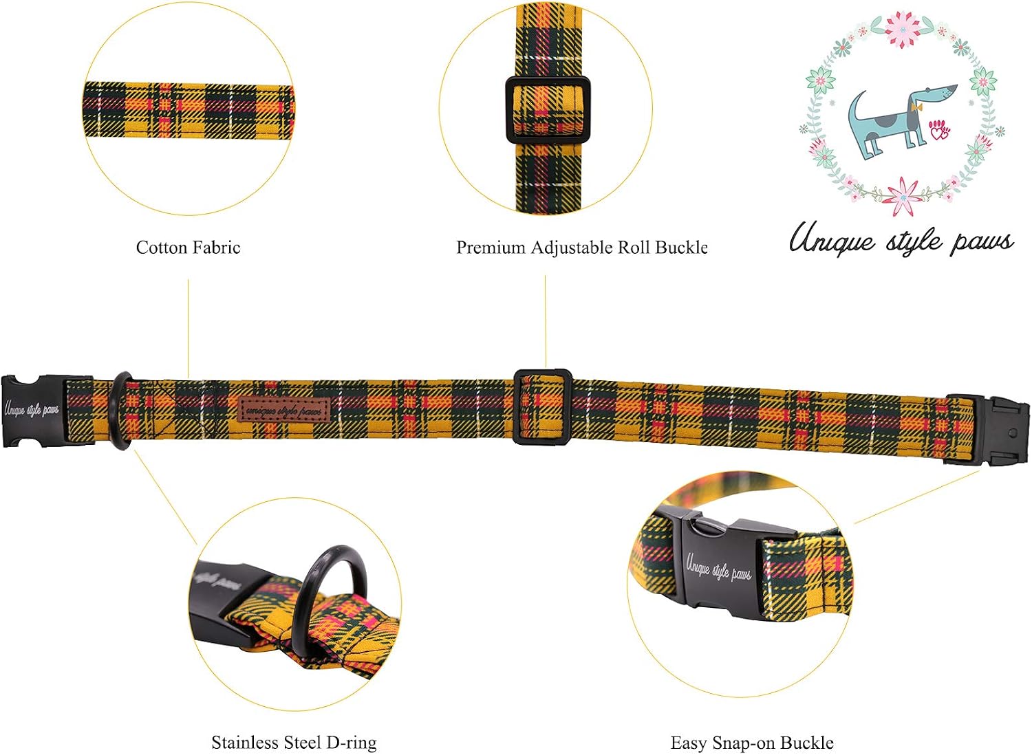 unique style paws Dog Collar with Bowtie, Durable Adjustable Dog Collars, Bow Dog Collar for Small Medium Large Girl or Boy Dogs and Cats - Image 3